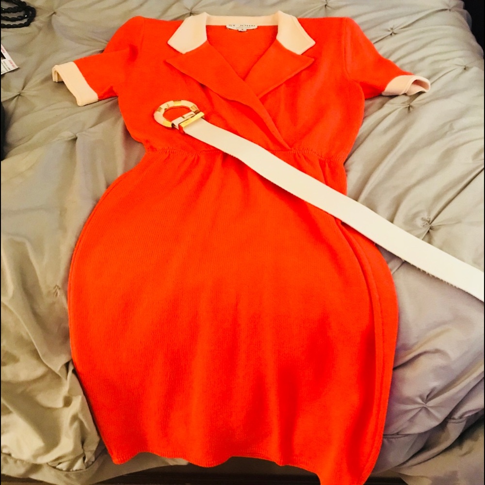 St John Tangerine Orange Knit Dress